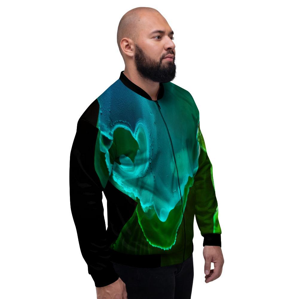 Acid Melt Green And Turquoise Print Men's Bomber Jacket-grizzshop