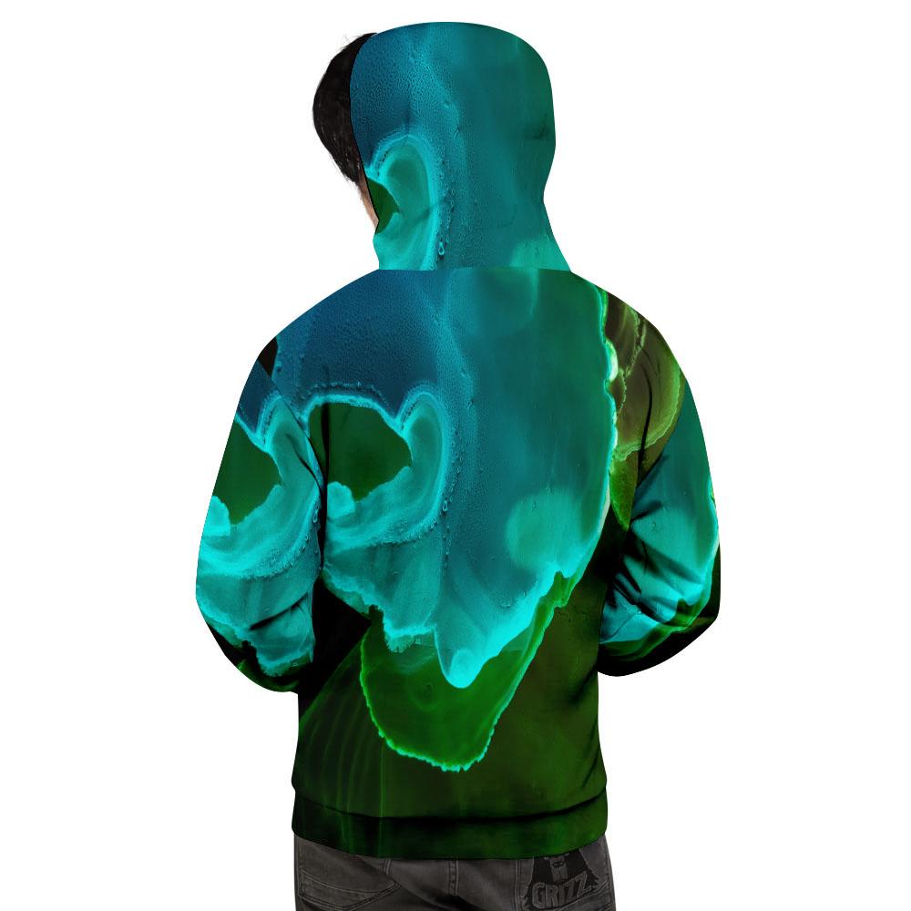 Acid Melt Green And Turquoise Print Men's Hoodie-grizzshop