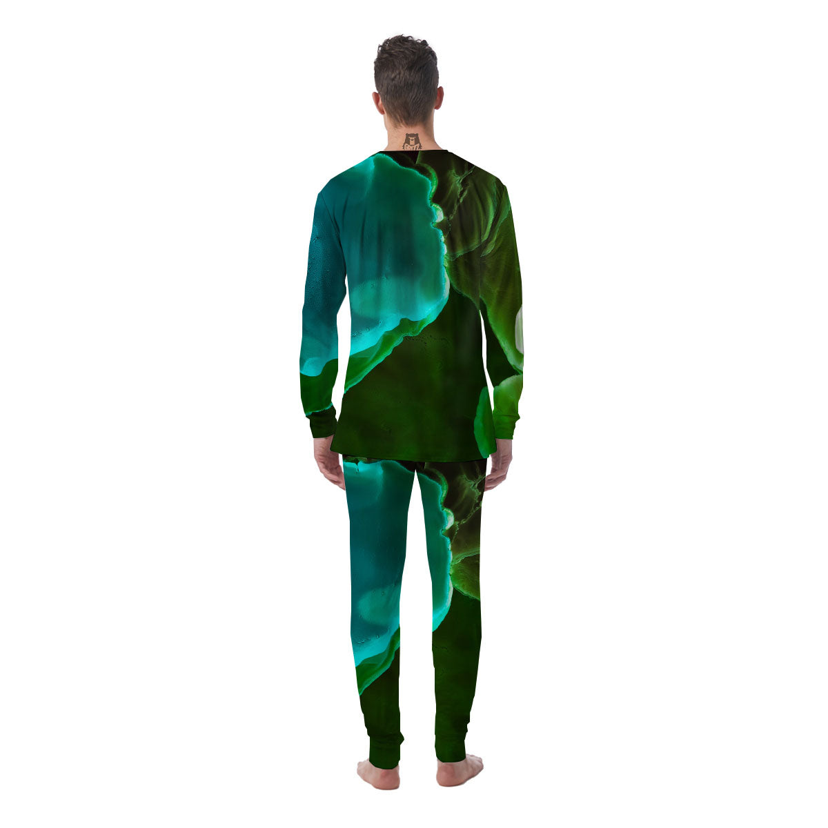 Acid Melt Green And Turquoise Print Men's Pajamas-grizzshop