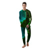 Acid Melt Green And Turquoise Print Men's Pajamas-grizzshop