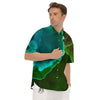 Acid Melt Green And Turquoise Print Men's Short Sleeve Shirts-grizzshop