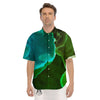 Acid Melt Green And Turquoise Print Men's Short Sleeve Shirts-grizzshop