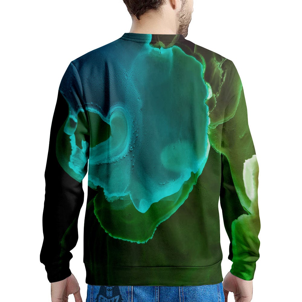 Acid Melt Green And Turquoise Print Men's Sweatshirt-grizzshop