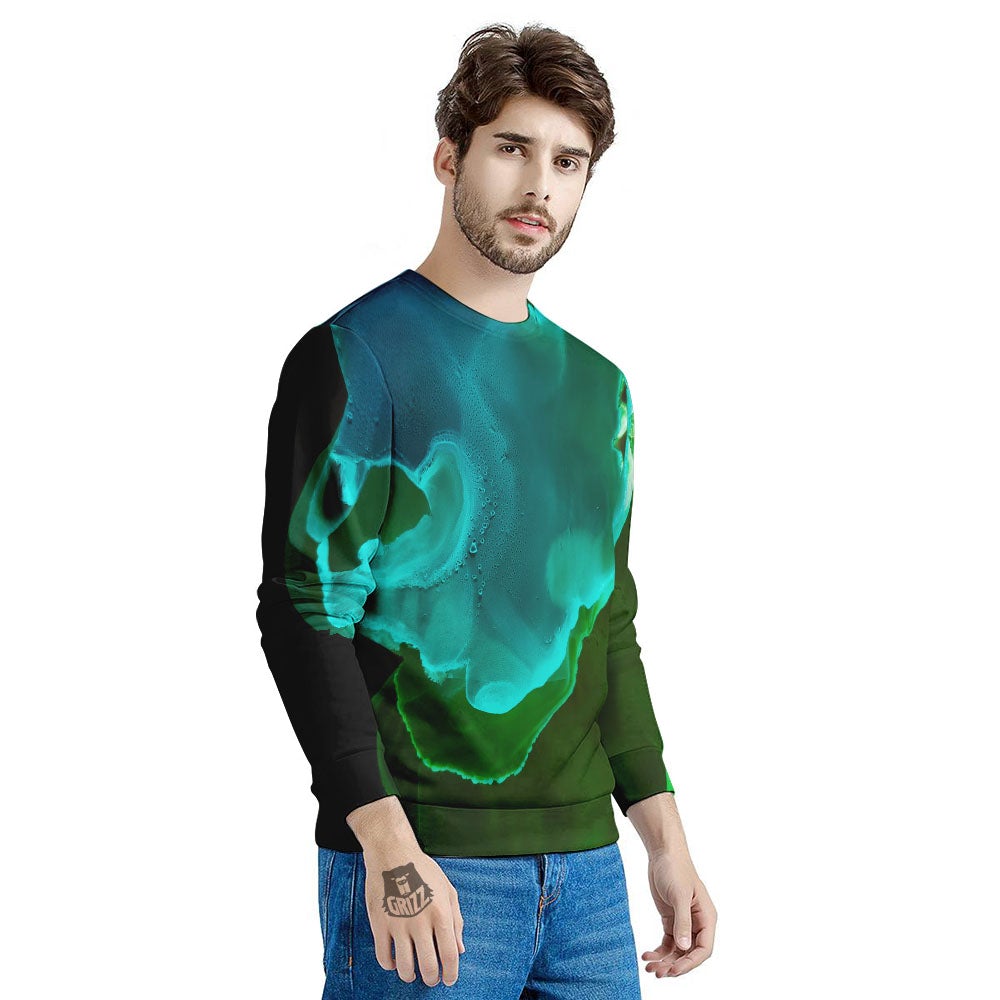 Acid Melt Green And Turquoise Print Men's Sweatshirt-grizzshop