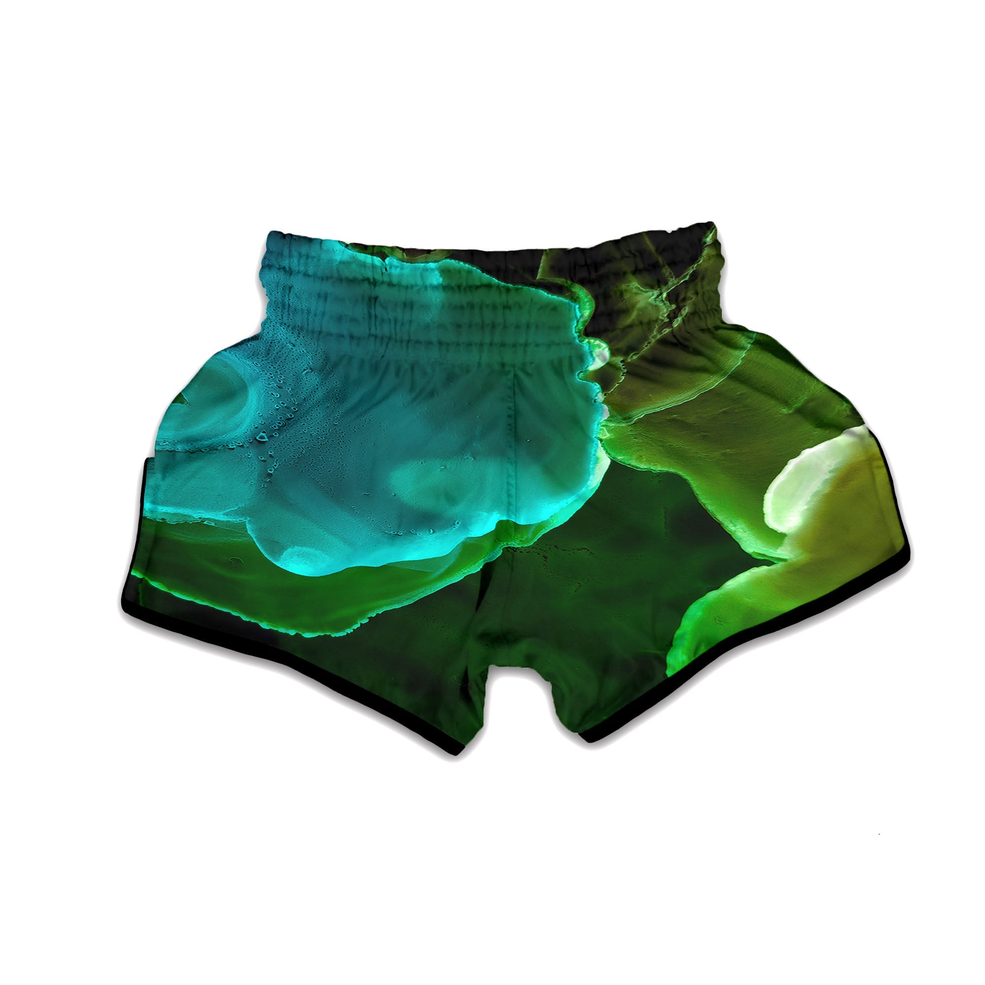 Acid Melt Green And Turquoise Print Muay Thai Boxing Shorts-grizzshop