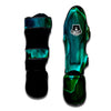 Acid Melt Green And Turquoise Print Muay Thai Shin Guards-grizzshop