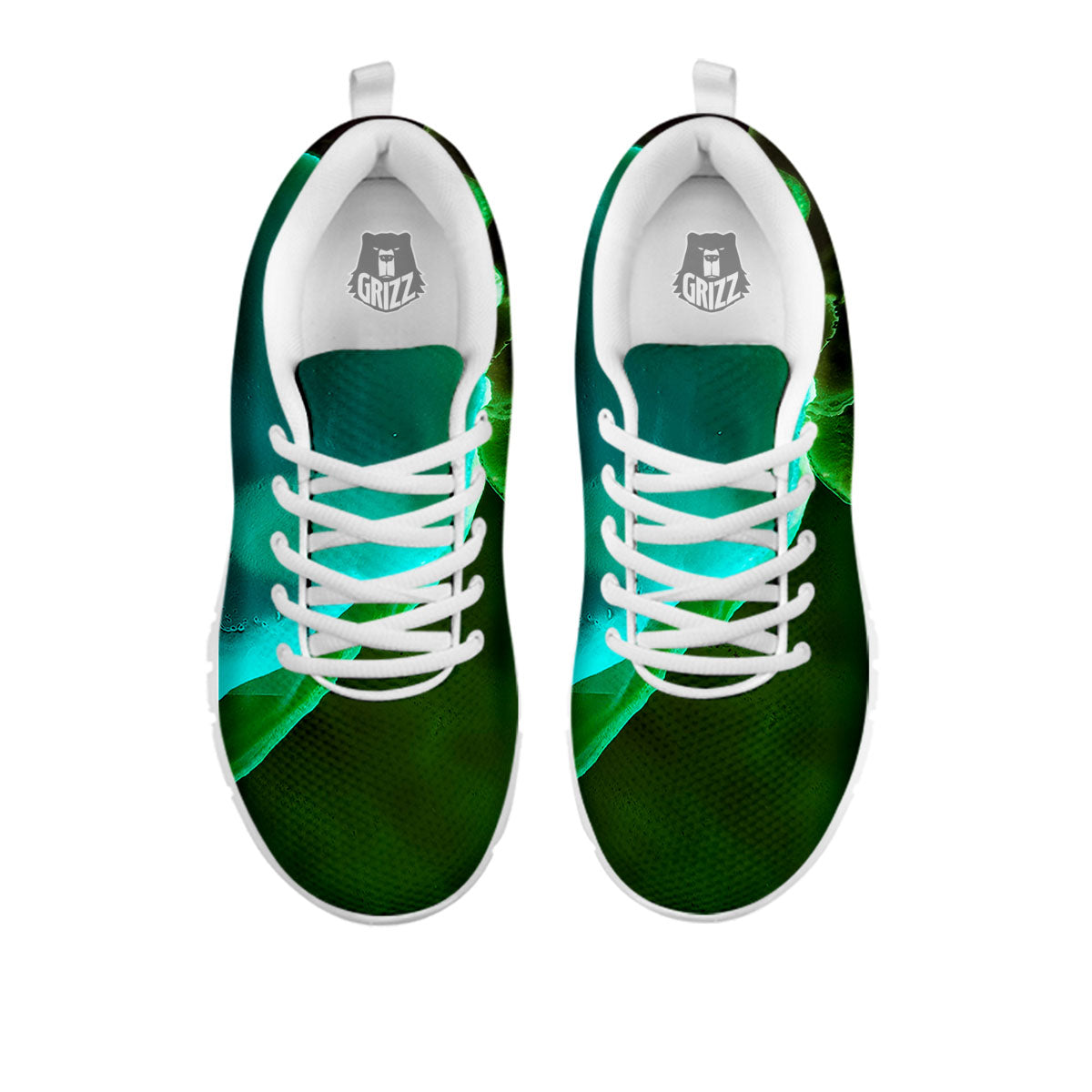 Acid Melt Green And Turquoise Print White Sneaker-grizzshop