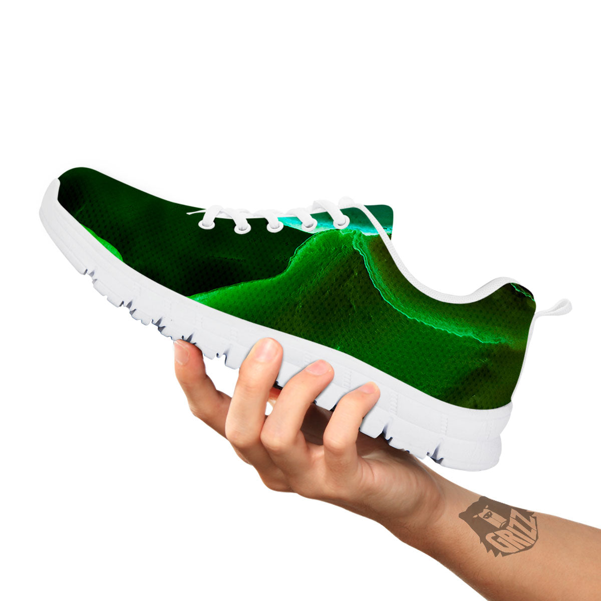 Acid Melt Green And Turquoise Print White Sneaker-grizzshop