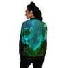 Acid Melt Green And Turquoise Print Women's Bomber Jacket-grizzshop