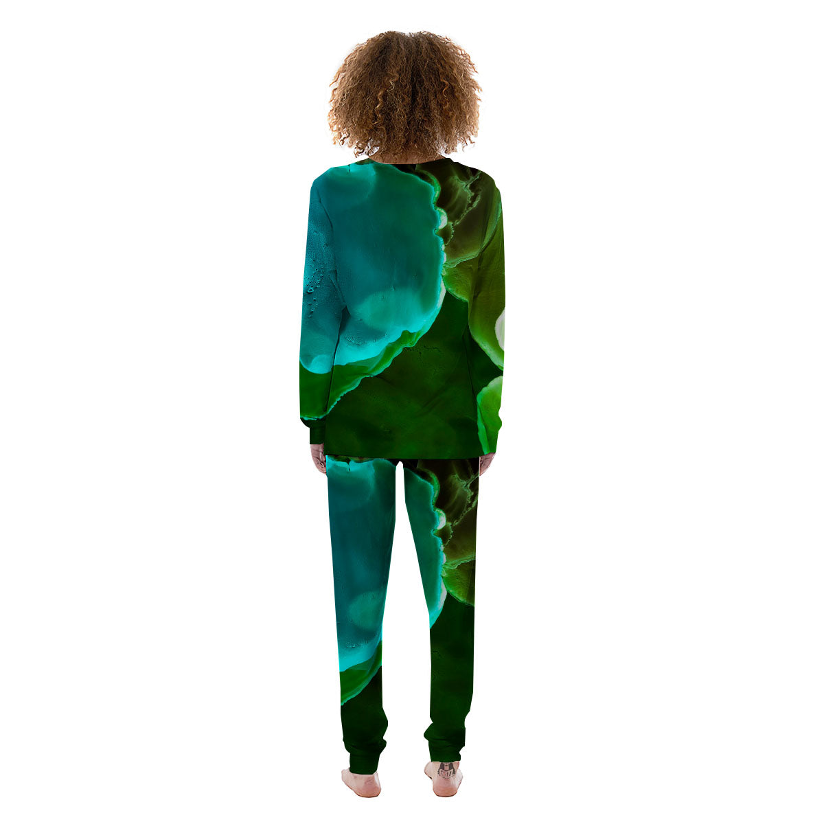 Acid Melt Green And Turquoise Print Women's Pajamas-grizzshop