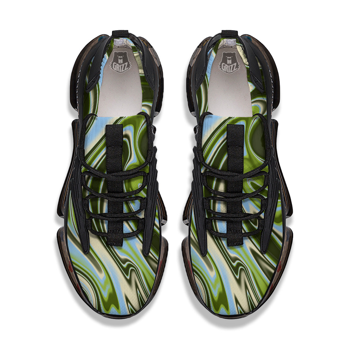 Acid Melt Green Print Black Gym Shoes-grizzshop
