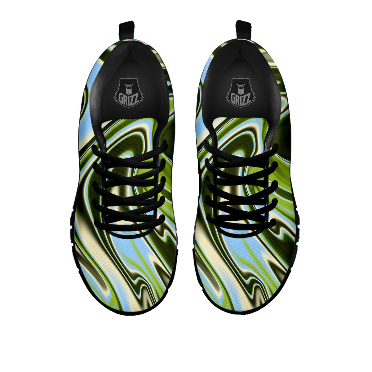 Acid Melt Green Print Black Sneaker-grizzshop