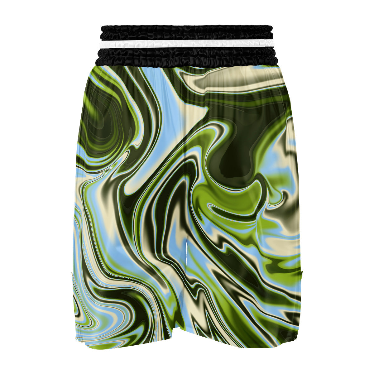 Acid Melt Green Print Boxing Shorts-grizzshop