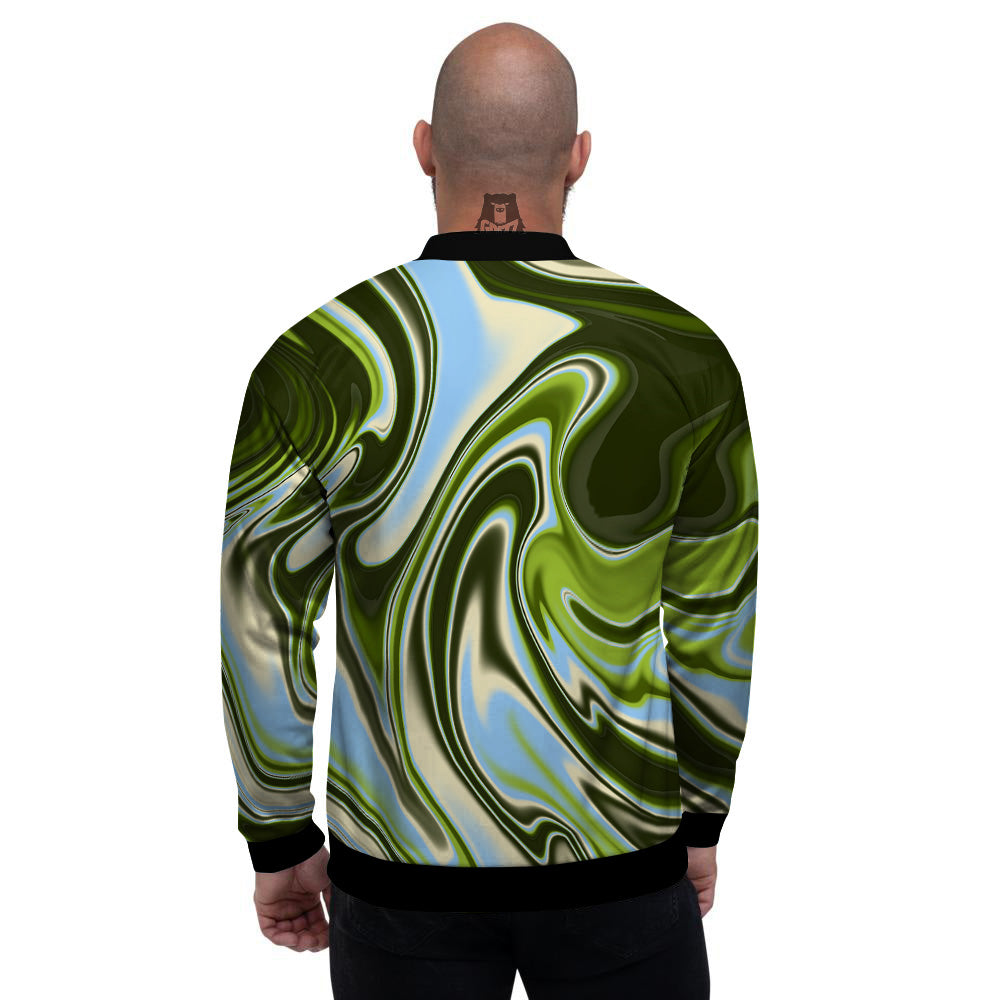 Acid Melt Green Print Men's Bomber Jacket-grizzshop