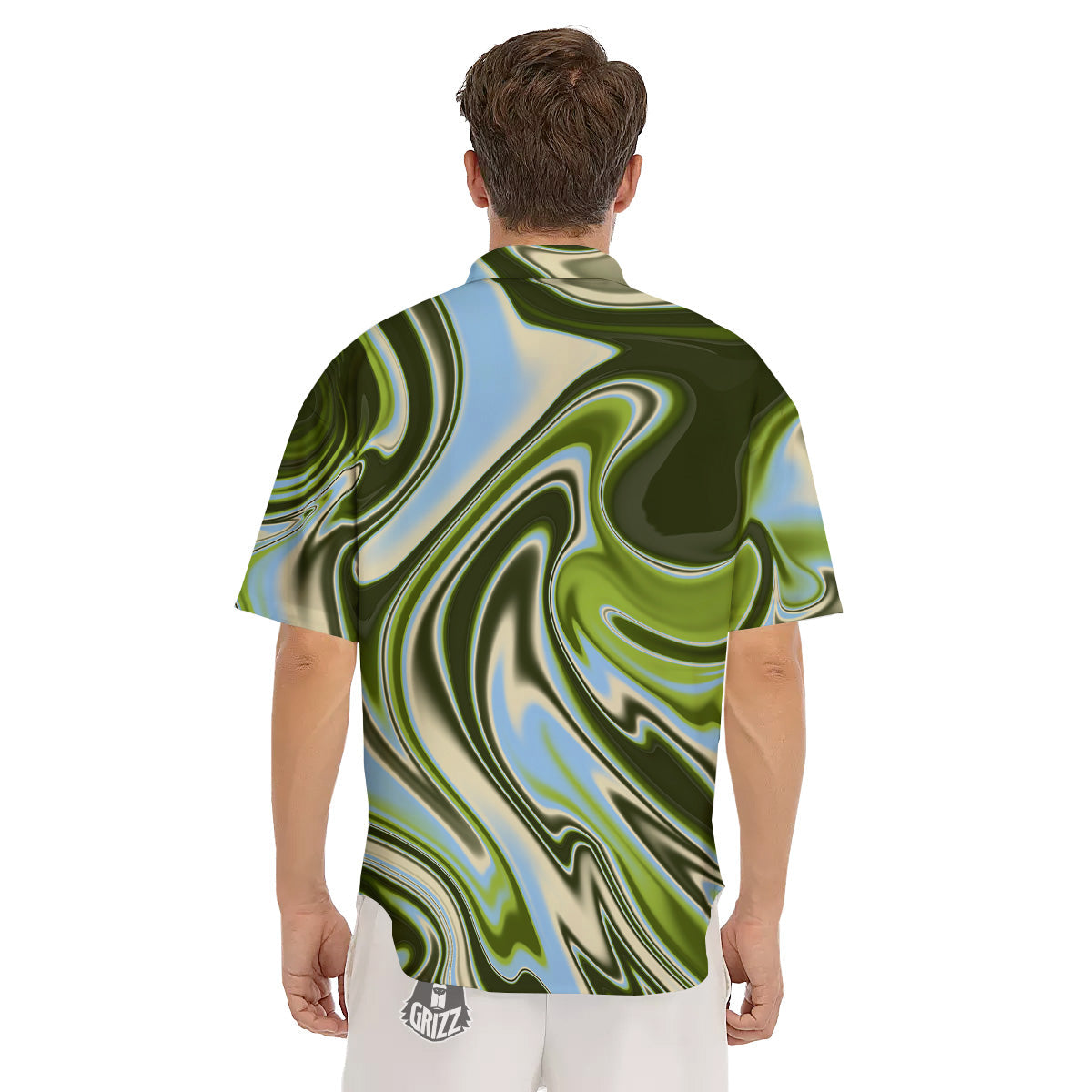 Acid Melt Green Print Men's Short Sleeve Shirts-grizzshop