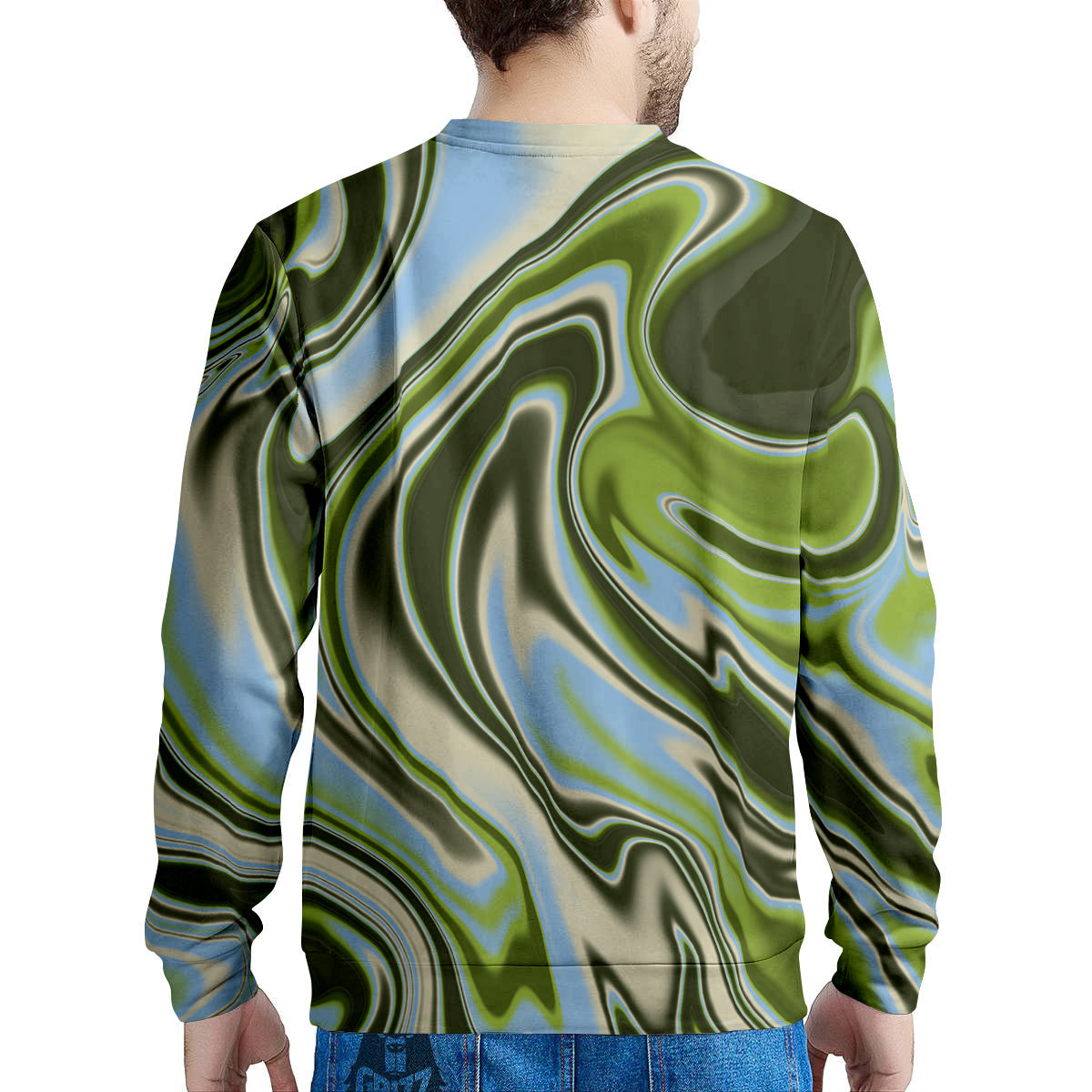 Acid Melt Green Print Men's Sweatshirt-grizzshop