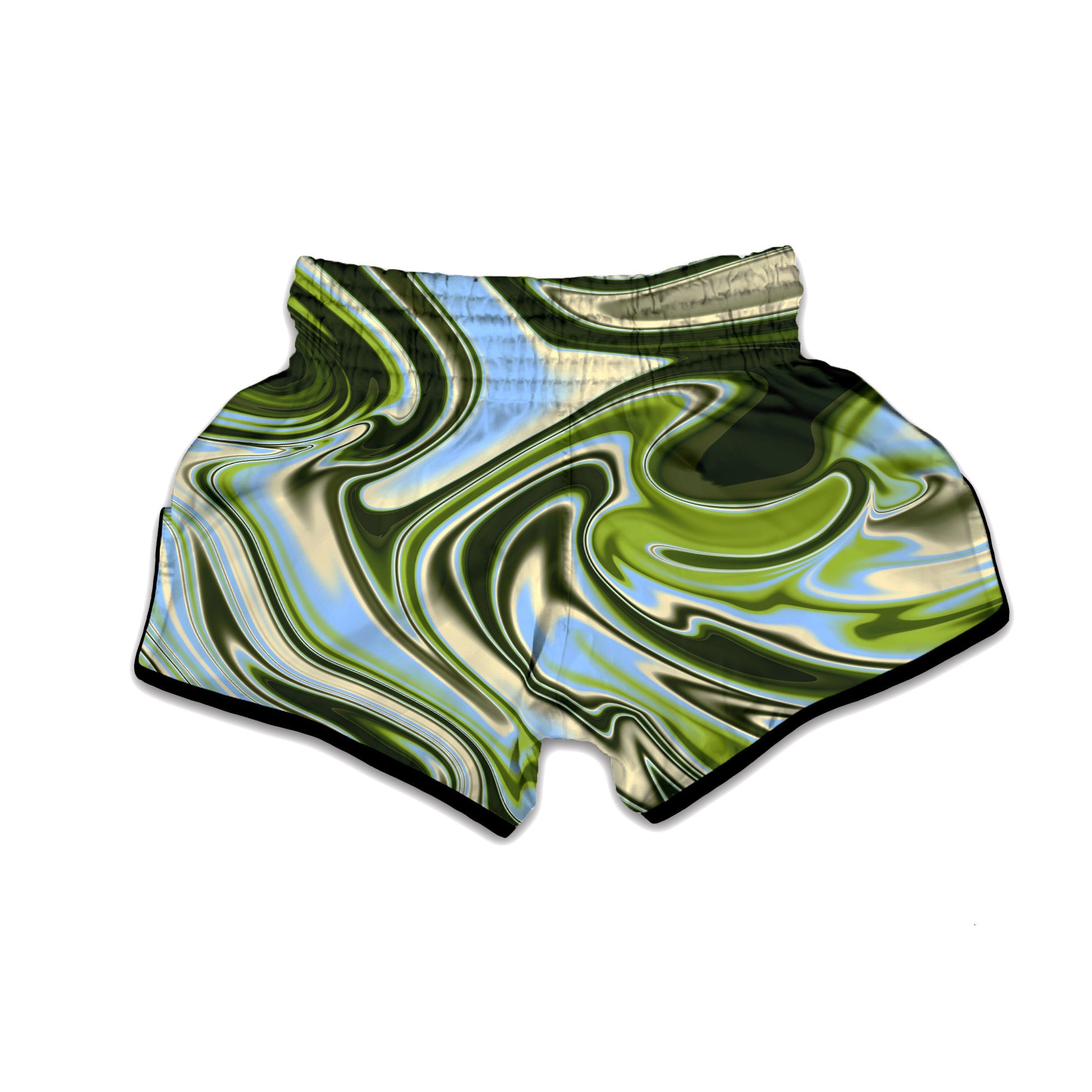 Acid Melt Green Print Muay Thai Boxing Shorts-grizzshop