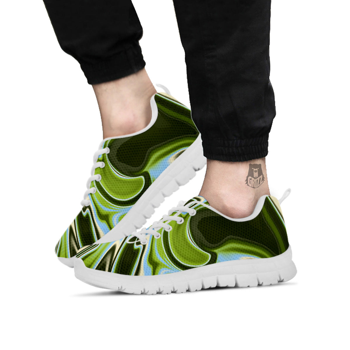 Acid Melt Green Print White Sneaker-grizzshop