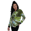 Acid Melt Green Print Women's Bomber Jacket-grizzshop