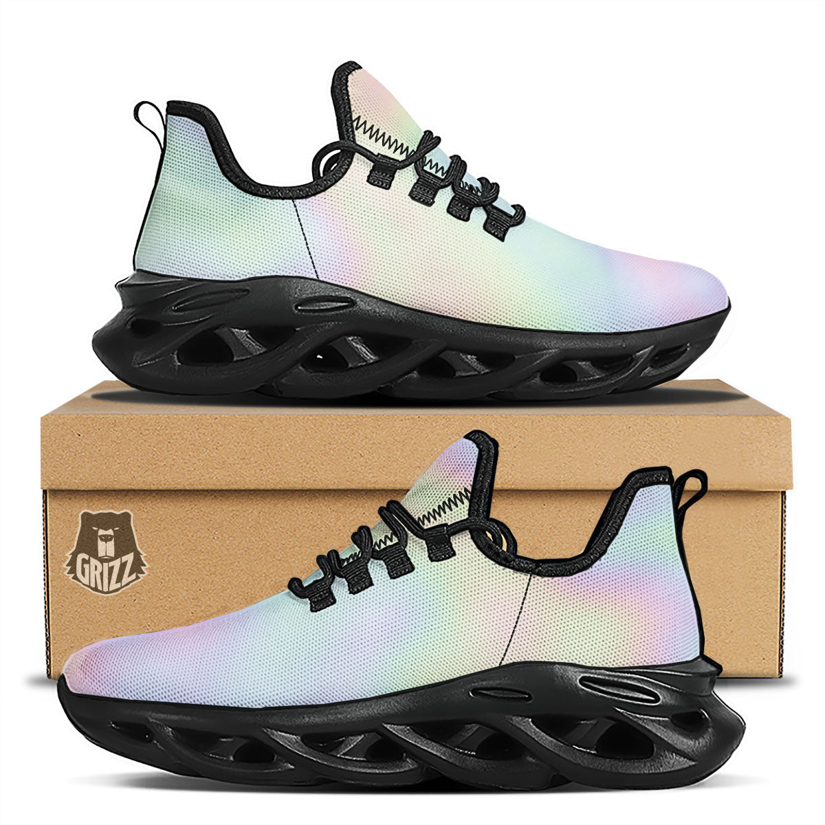 Acid Melt Pastel Print Black Running Shoes-grizzshop