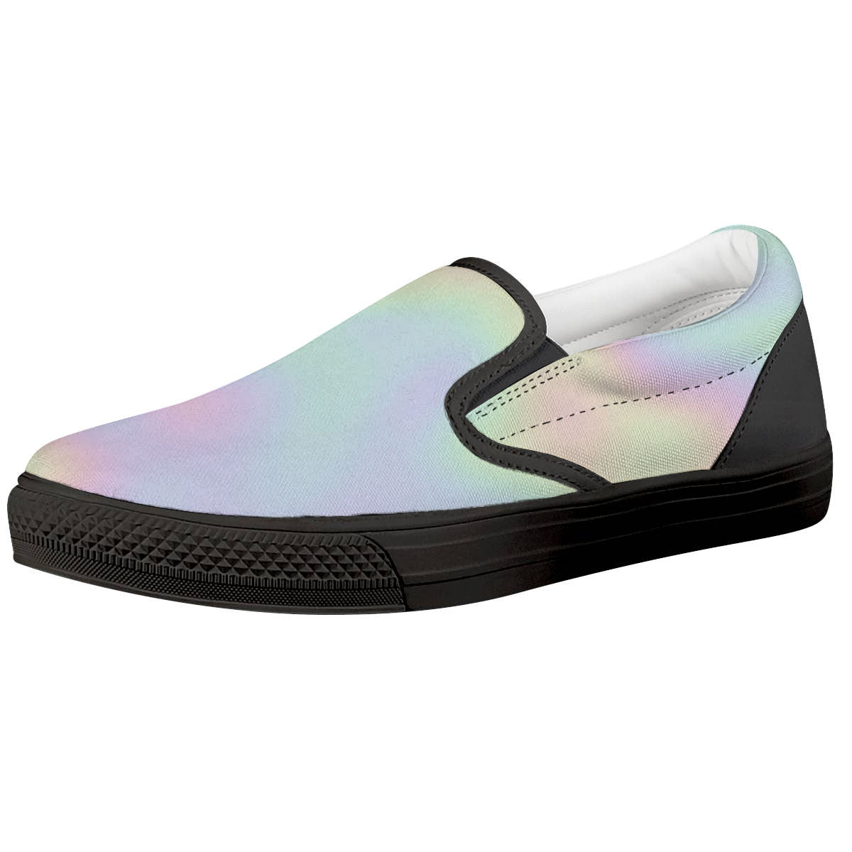 Acid Melt Pastel Print Black Slip On Shoes-grizzshop