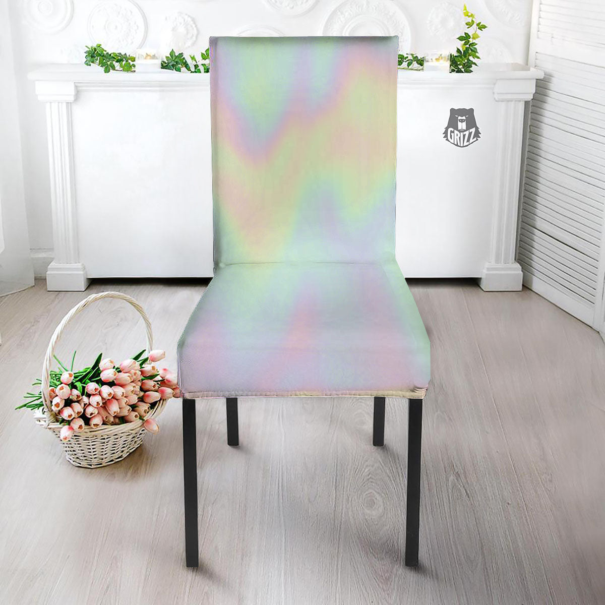 Acid Melt Pastel Print Dining Chair Slipcover-grizzshop
