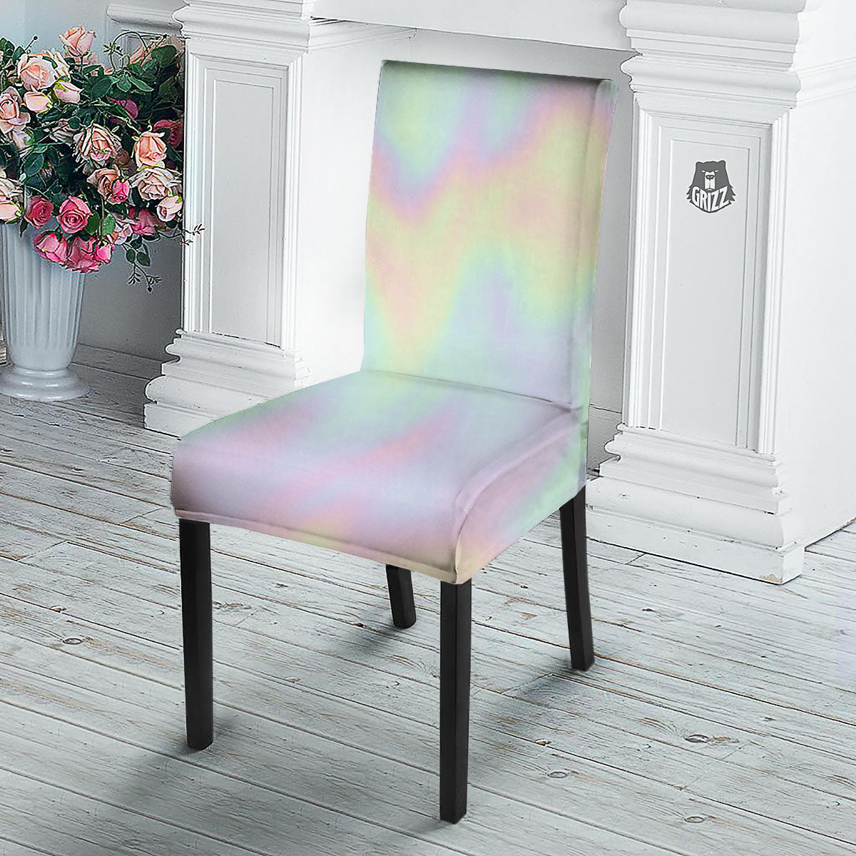 Acid Melt Pastel Print Dining Chair Slipcover-grizzshop