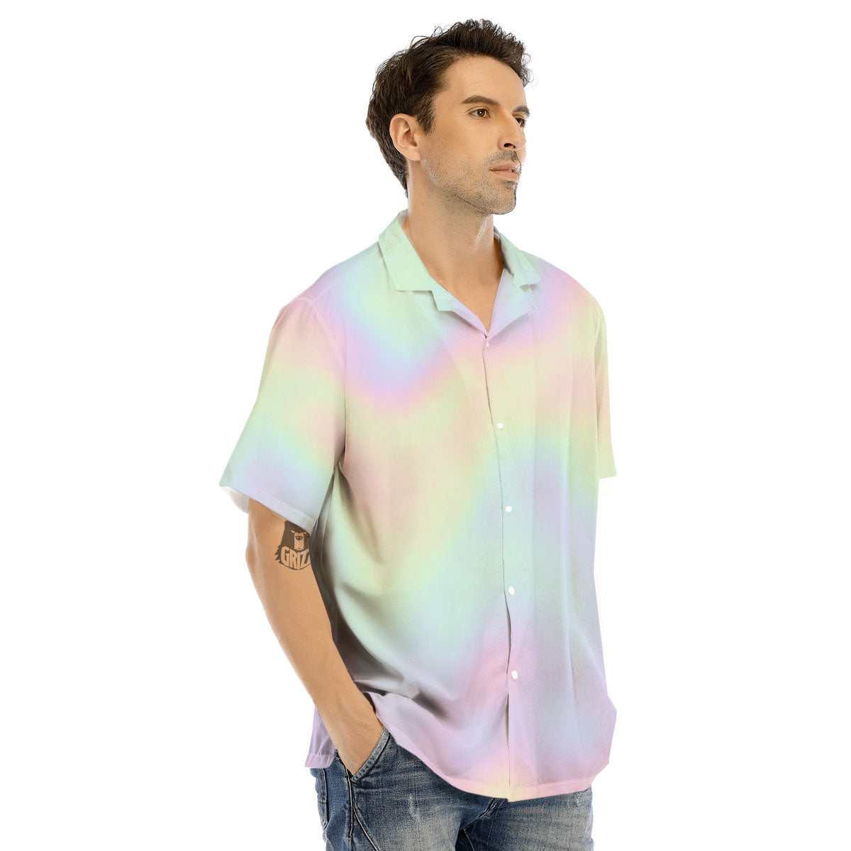 Acid Melt Pastel Print Men's Hawaiian Shirt-grizzshop
