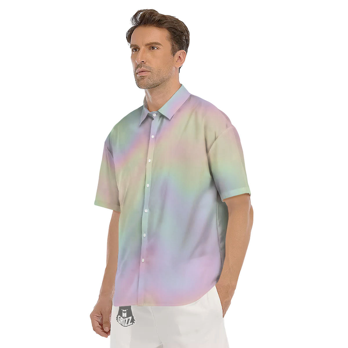 Acid Melt Pastel Print Men's Short Sleeve Shirts-grizzshop