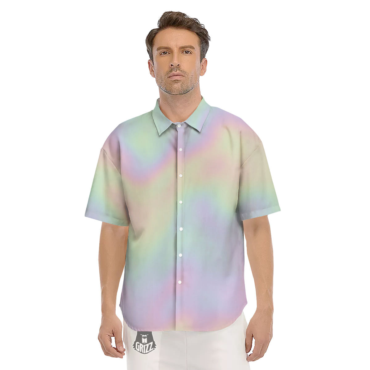 Acid Melt Pastel Print Men's Short Sleeve Shirts-grizzshop