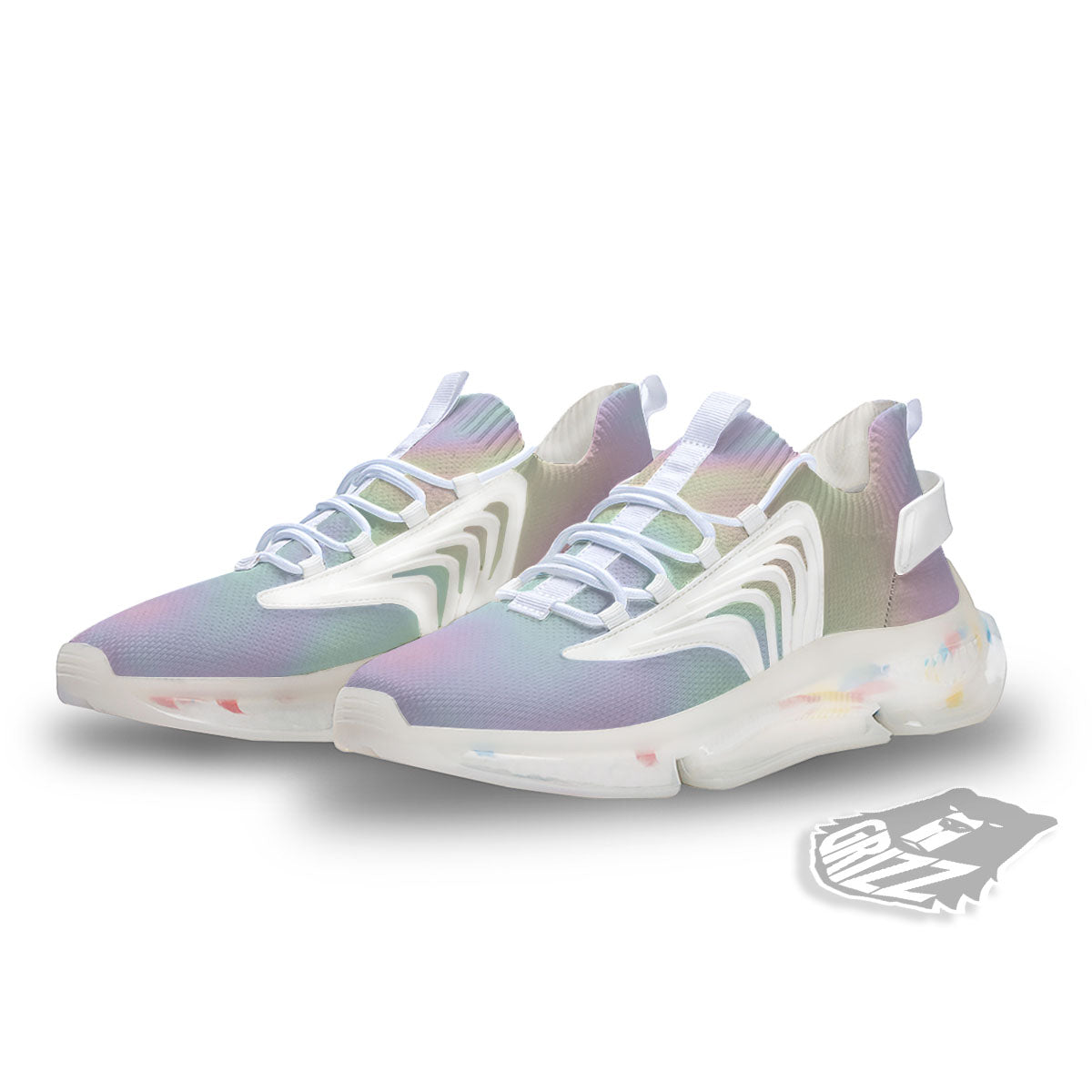 Acid Melt Pastel Print White Gym Shoes-grizzshop