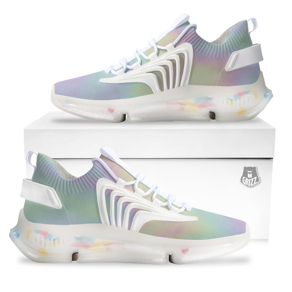 Acid Melt Pastel Print White Gym Shoes-grizzshop