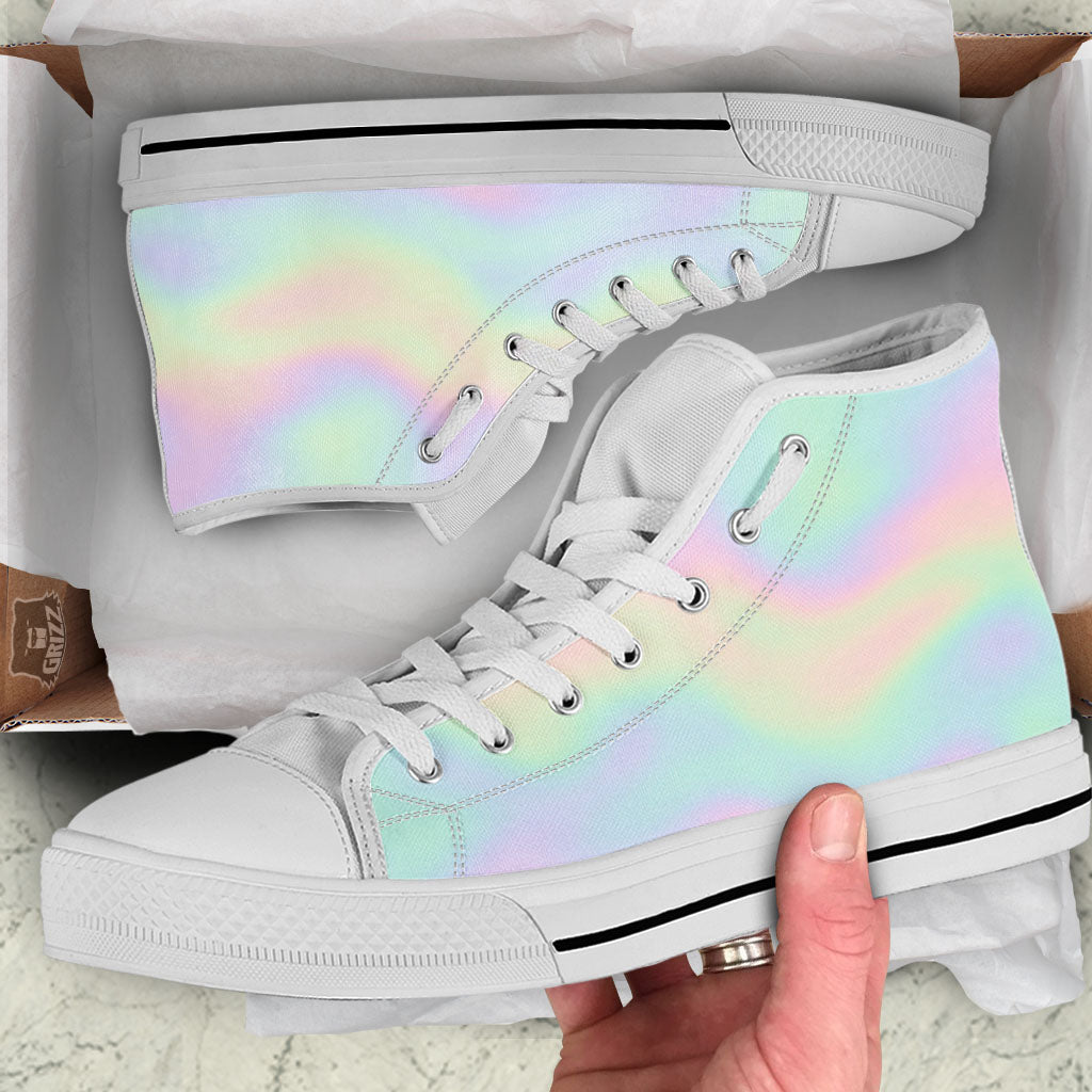 Acid Melt Pastel Print White High Top Shoes-grizzshop