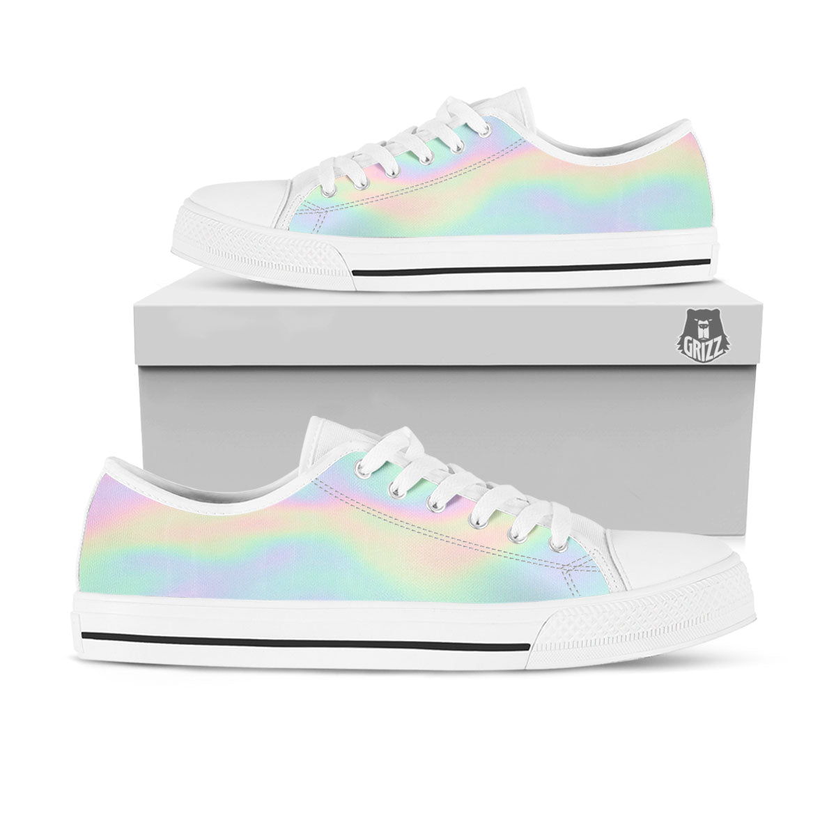 Acid Melt Pastel Print White Low Top Shoes-grizzshop