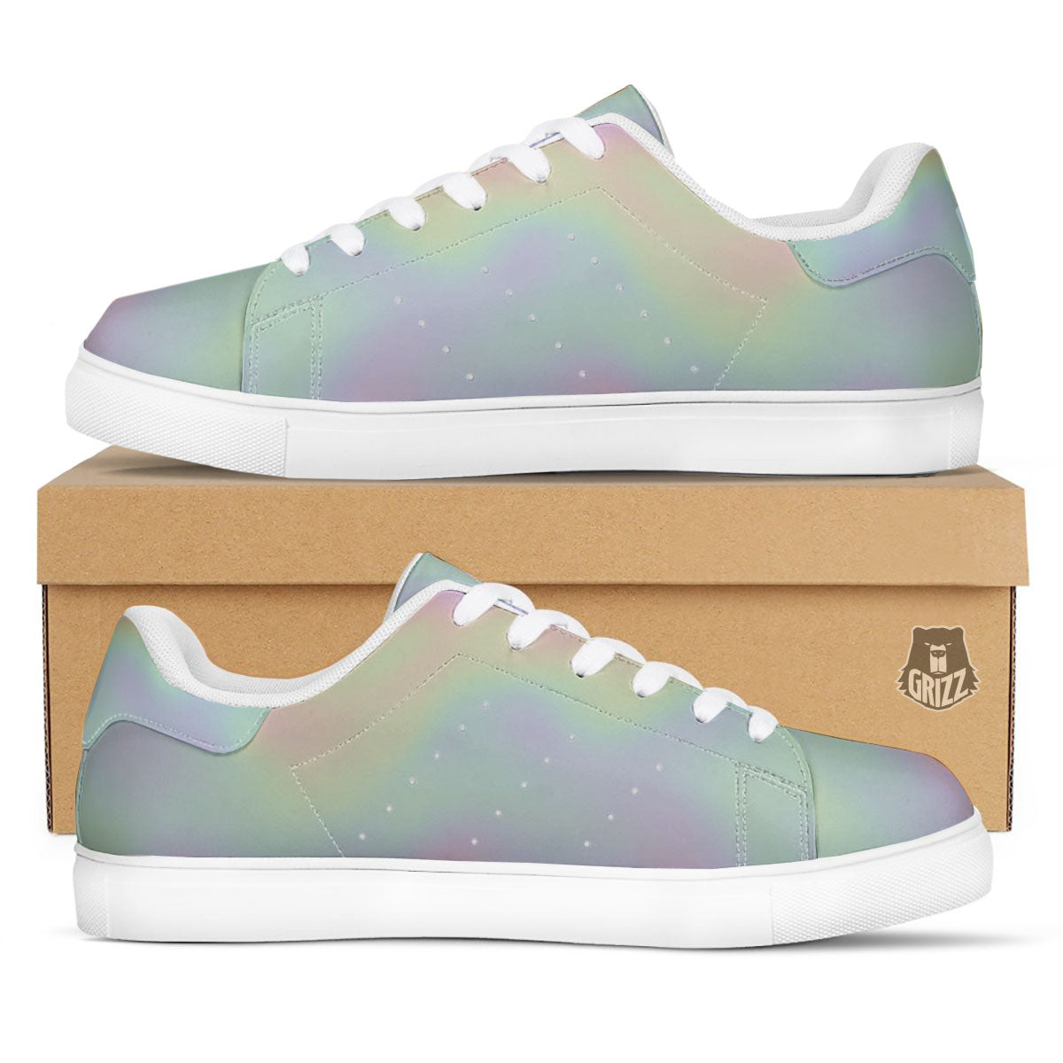 Acid Melt Pastel Print White Low Top Sneakers-grizzshop