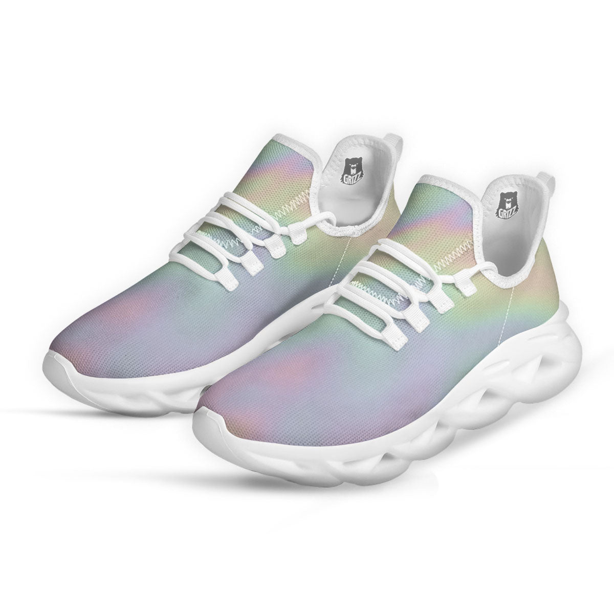 Acid Melt Pastel Print White Running Shoes-grizzshop