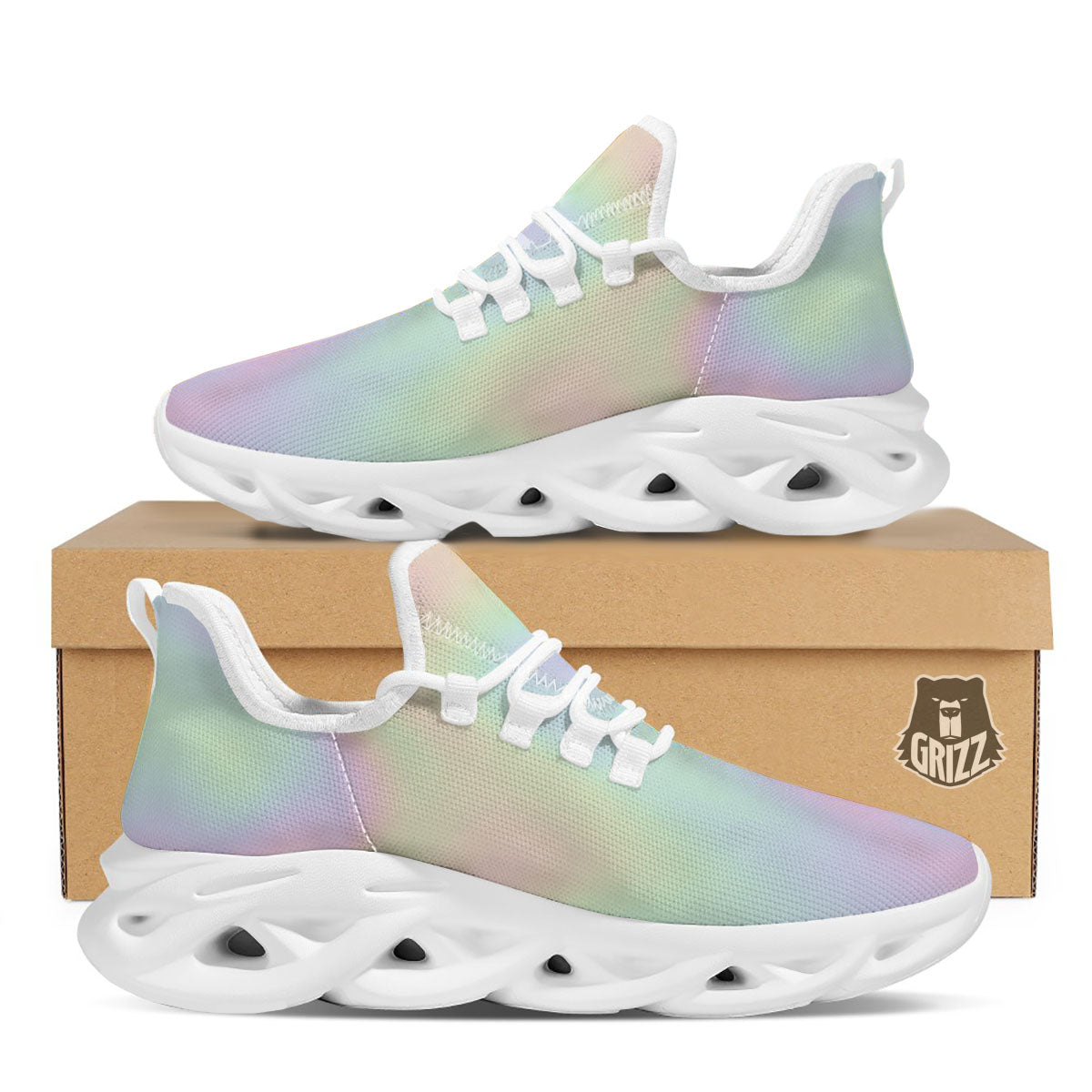 Acid Melt Pastel Print White Running Shoes-grizzshop