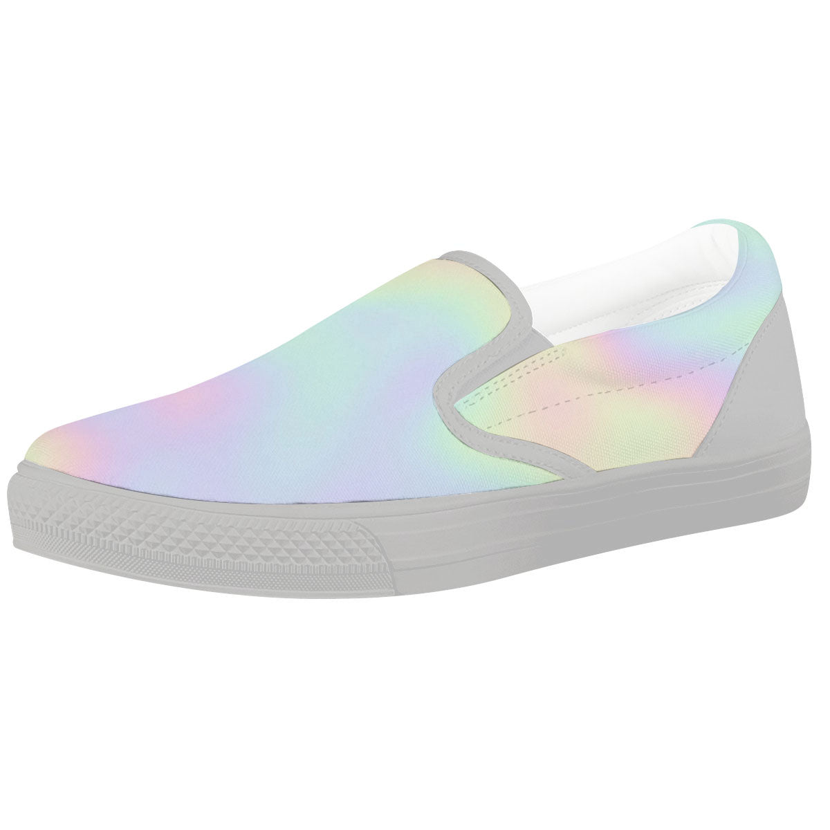 Acid Melt Pastel Print White Slip On Shoes-grizzshop