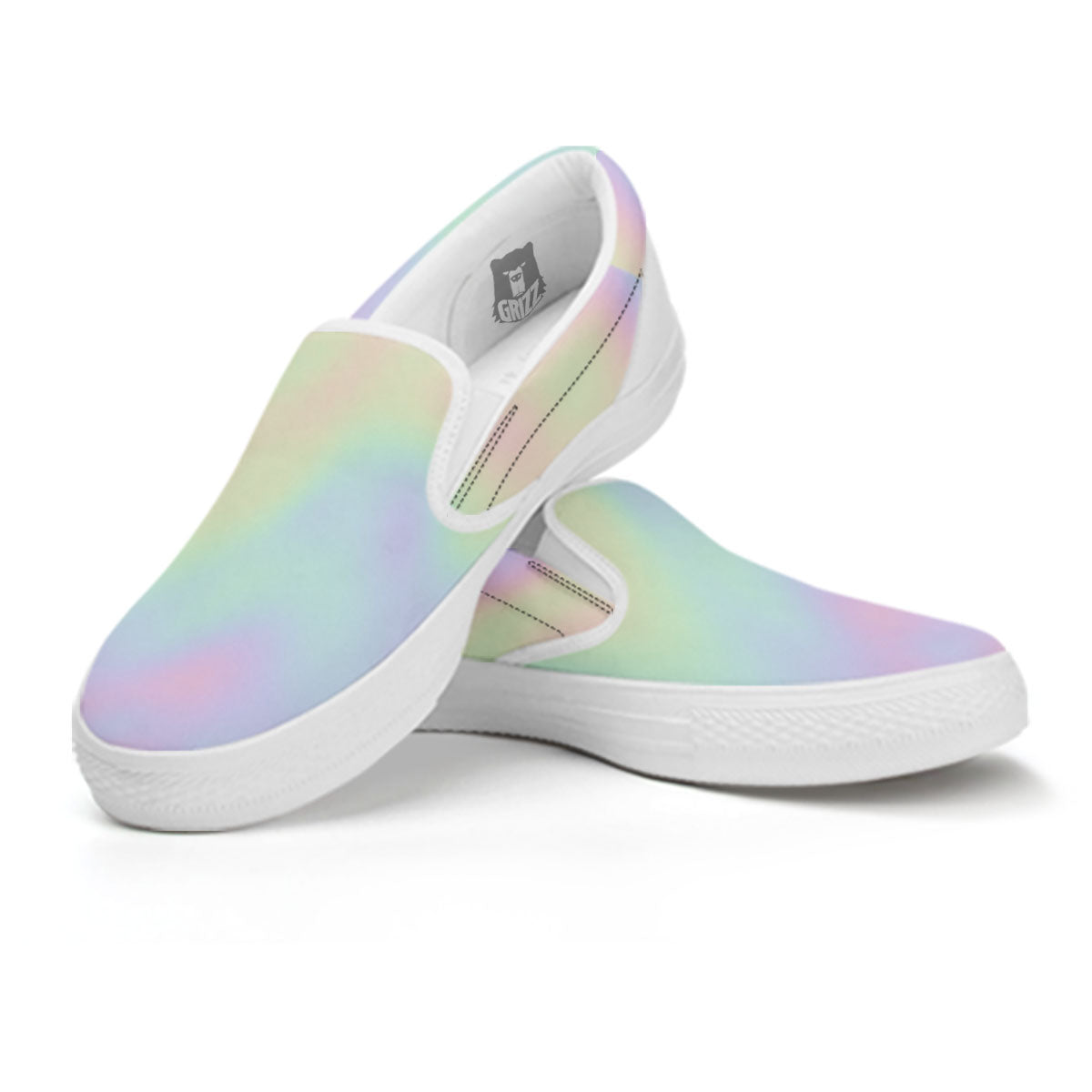 Acid Melt Pastel Print White Slip On Shoes-grizzshop