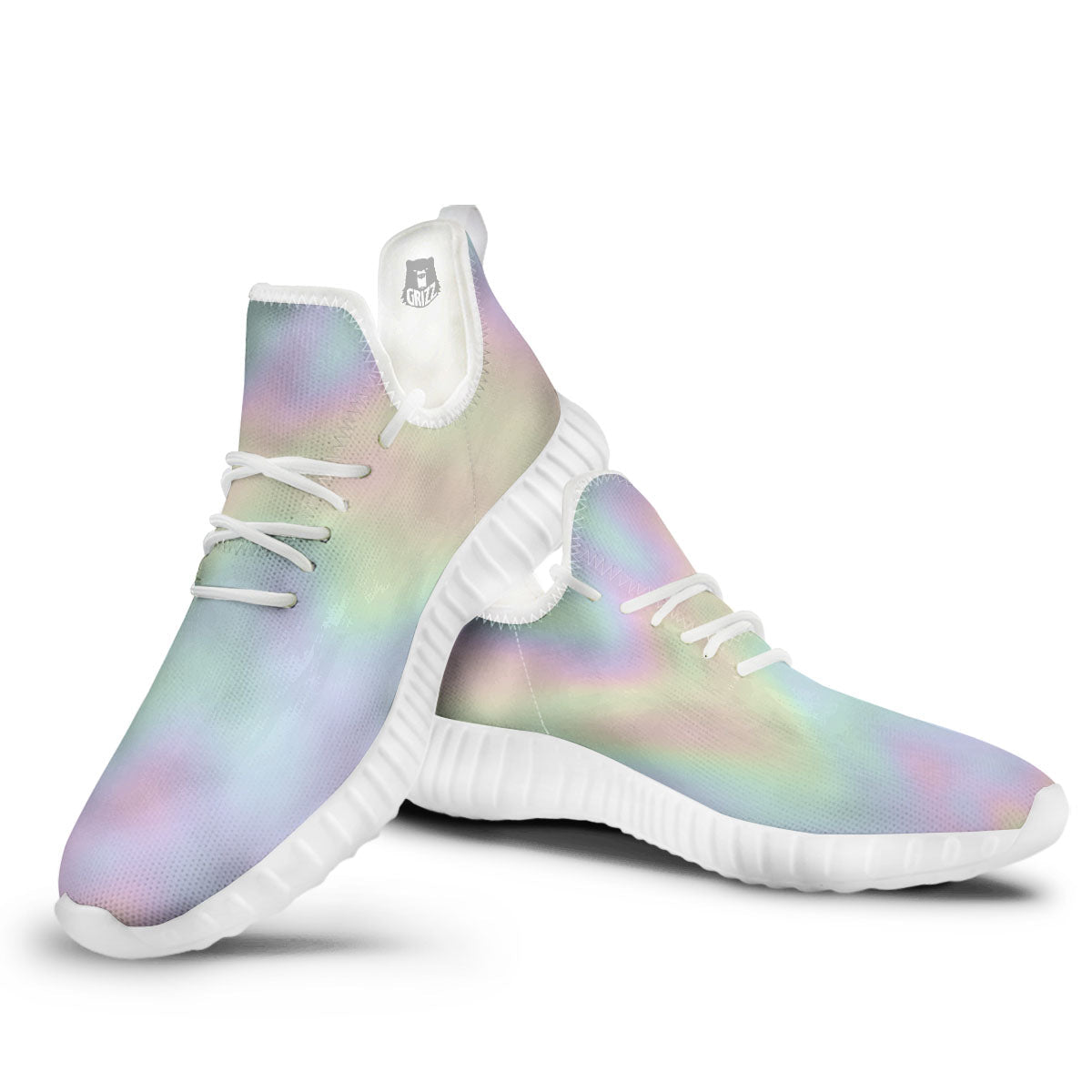 Acid Melt Pastel Print White Walking Shoes-grizzshop