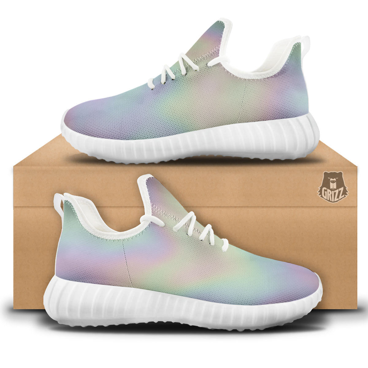 Acid Melt Pastel Print White Walking Shoes-grizzshop