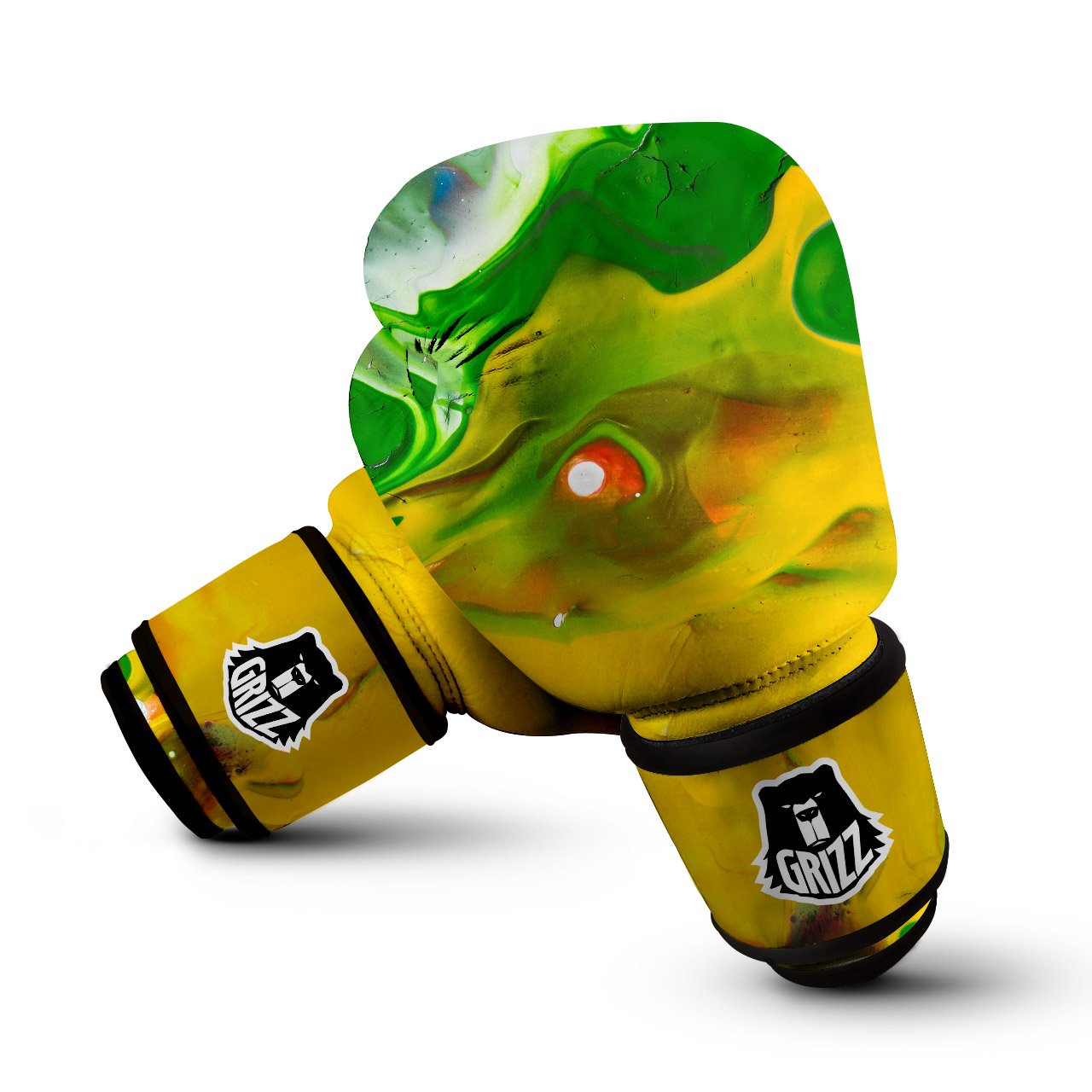 Acid Melt Yellow And Green Print Boxing Gloves-grizzshop