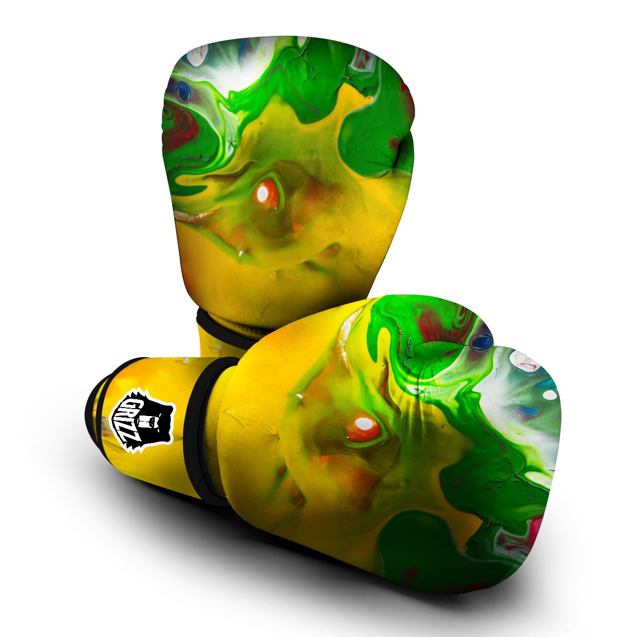 Acid Melt Yellow And Green Print Boxing Gloves-grizzshop