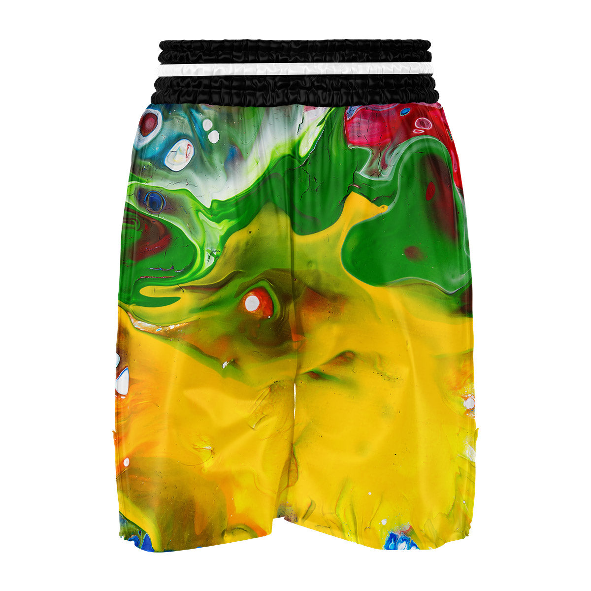 Acid Melt Yellow And Green Print Boxing Shorts-grizzshop
