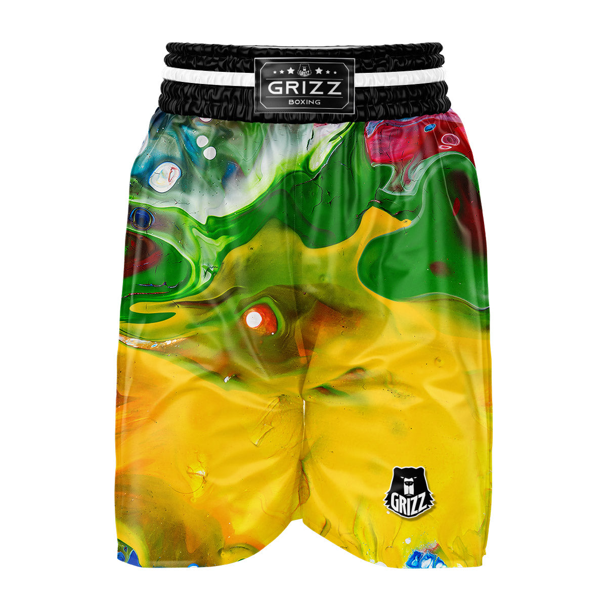 Acid Melt Yellow And Green Print Boxing Shorts-grizzshop