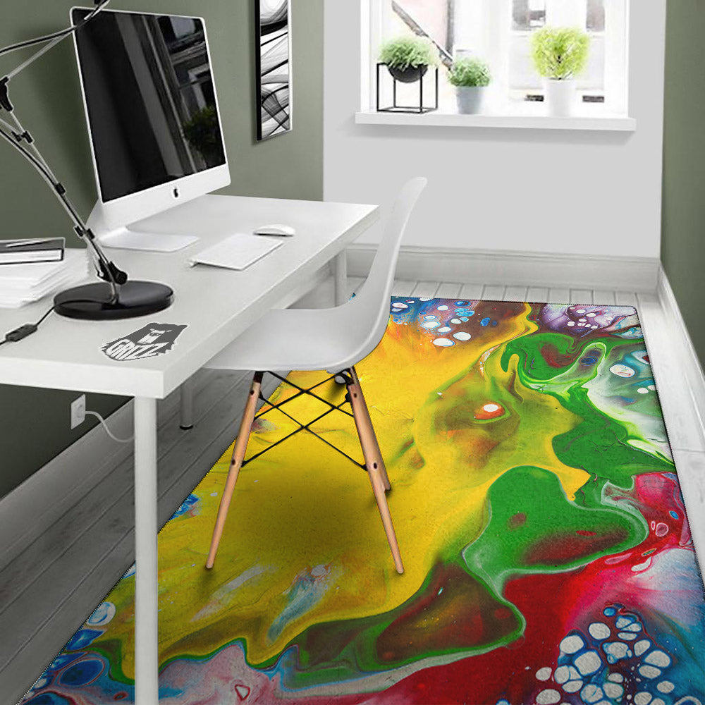 Acid Melt Yellow And Green Print Floor Mat-grizzshop
