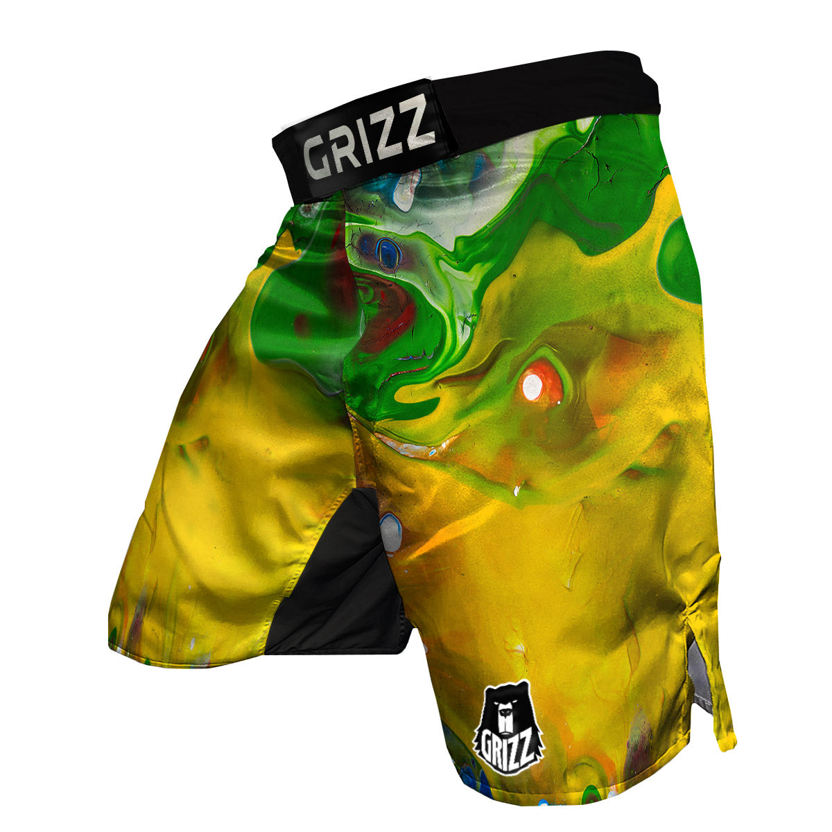 Acid Melt Yellow And Green Print MMA Shorts-grizzshop