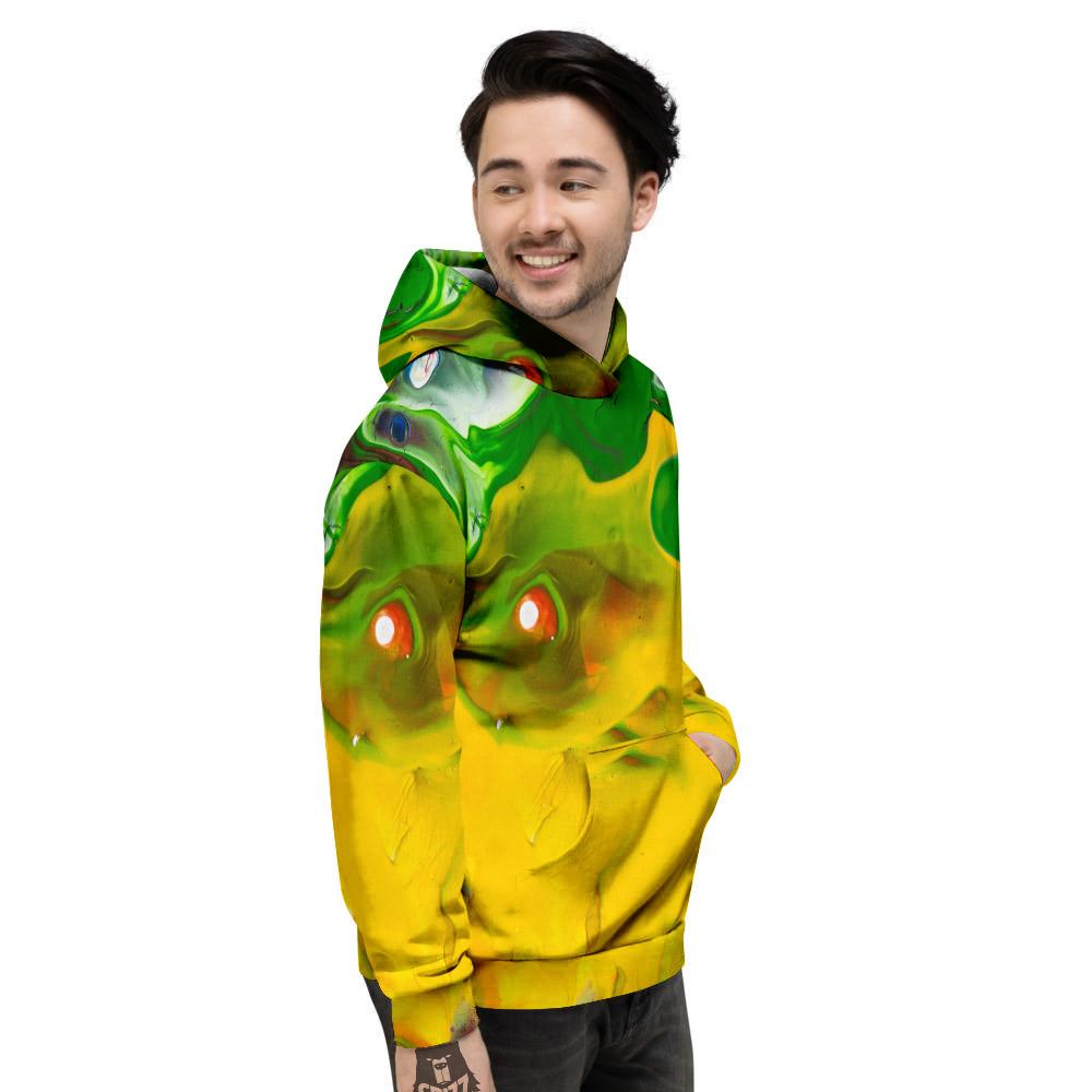 Acid Melt Yellow And Green Print Men's Hoodie-grizzshop