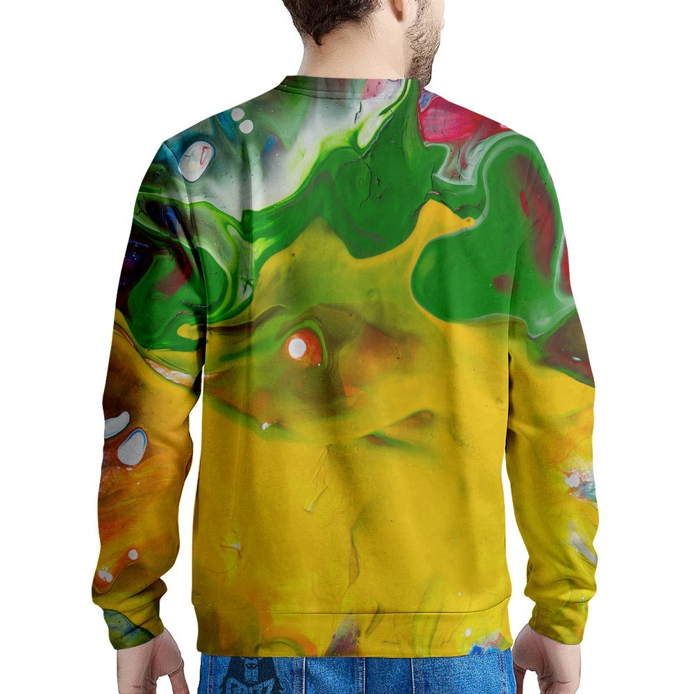 Acid Melt Yellow And Green Print Men's Sweatshirt-grizzshop