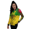 Acid Melt Yellow And Green Print Women's Bomber Jacket-grizzshop